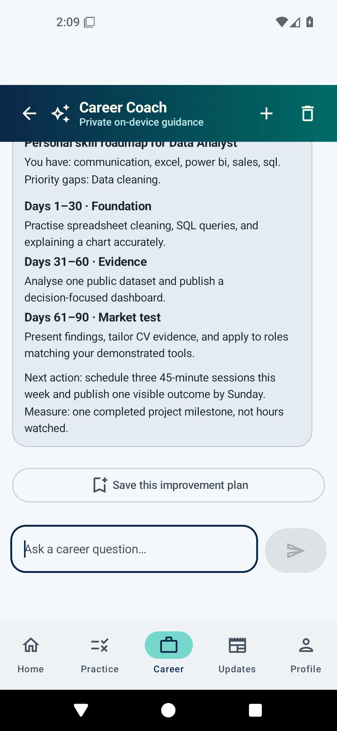 ThriveDeck AI Career Coach workspace