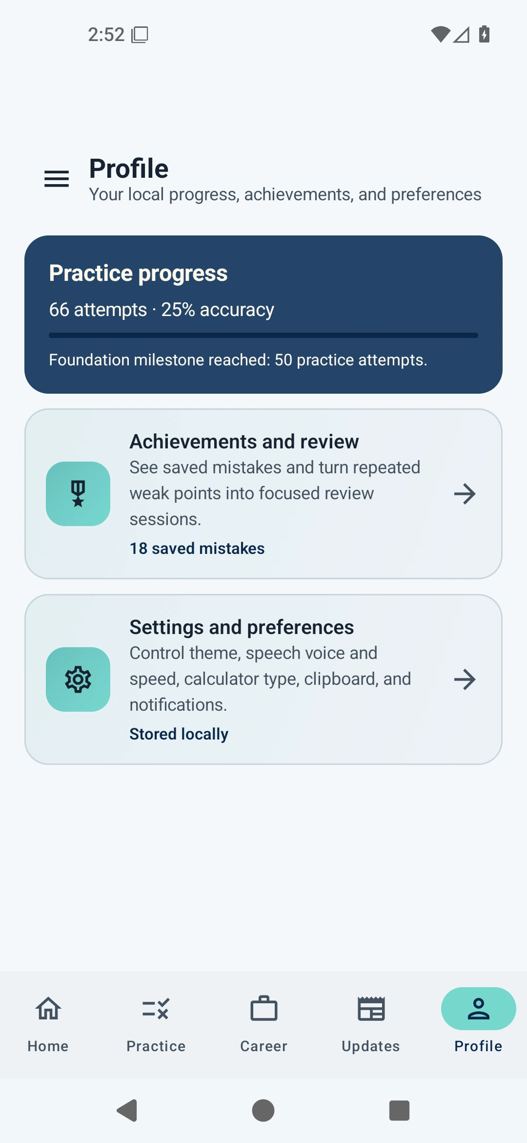 ThriveDeck progress profile on Android